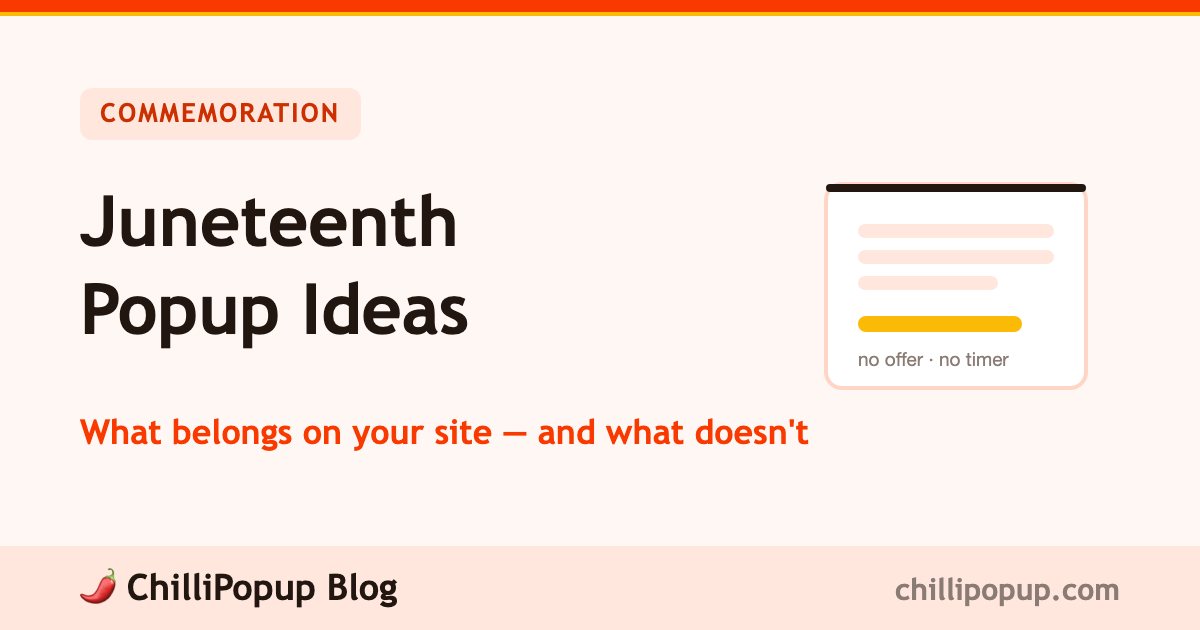 A message-only Juneteenth website popup with no offer and no countdown timer