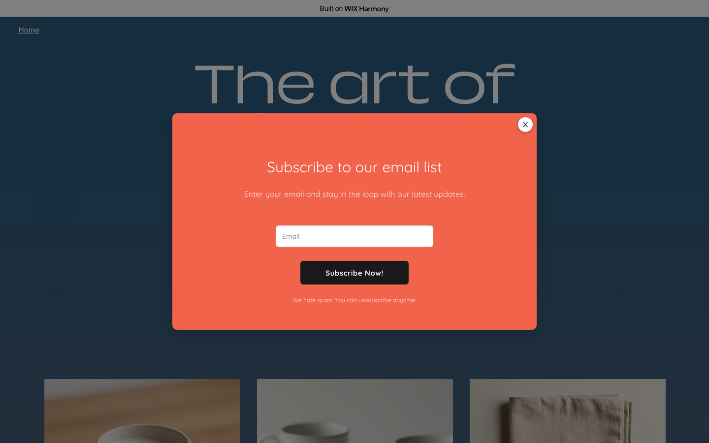 A ChilliPopup popup showing on a published Wix site